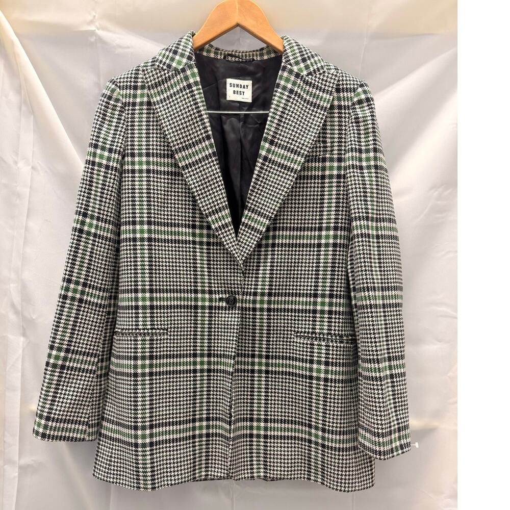Aritzia Sunday Best Plaid Blazer Jacket Green‎ Business Casual Formal Small